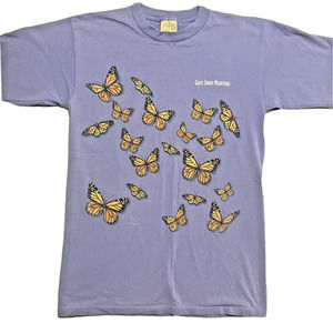 Vintage Y2K 2001 Butterfly Great Smoky Mountains Purple Graphic Cotton Shirt
